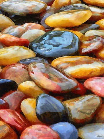 Colorful Pebbles Black Ornate Wood Framed Art Print with Double Matting by Medeiros, Celito