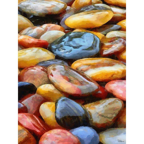 Colorful Pebbles Black Modern Wood Framed Art Print by Medeiros, Celito