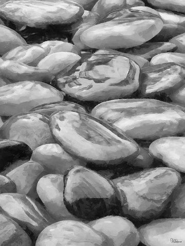 Pebbles BW White Modern Wood Framed Art Print with Double Matting by Medeiros, Celito