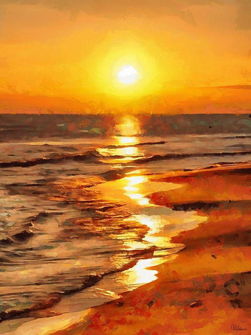 Sunset over the Beach Black Ornate Wood Framed Art Print with Double Matting by Medeiros, Celito