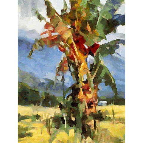 Banana Tree II Black Modern Wood Framed Art Print with Double Matting by Medeiros, Celito