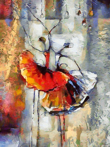 Dancers in Orange Dress II Black Ornate Wood Framed Art Print with Double Matting by Medeiros, Celito