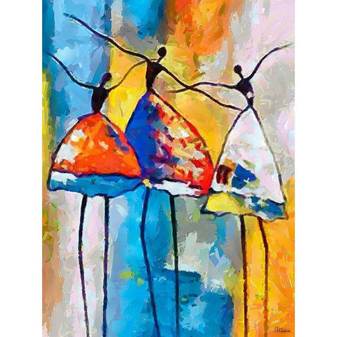 Dancers in Orange Dress III Black Modern Wood Framed Art Print by Medeiros, Celito