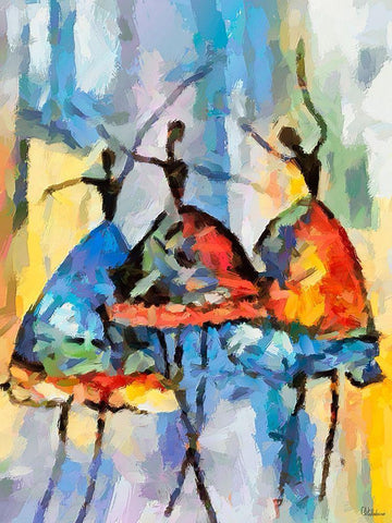 Dancers in Orange Dress IV Black Ornate Wood Framed Art Print with Double Matting by Medeiros, Celito