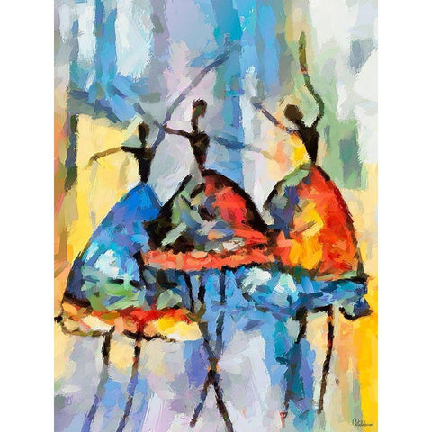 Dancers in Orange Dress IV Gold Ornate Wood Framed Art Print with Double Matting by Medeiros, Celito