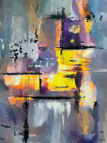 Purple Abstract White Modern Wood Framed Art Print with Double Matting by Medeiros, Celito