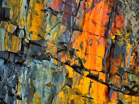 Yellow Rocks Black Ornate Wood Framed Art Print with Double Matting by Medeiros, Celito