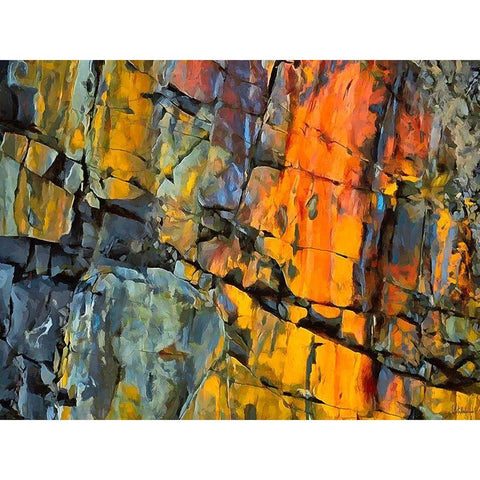 Yellow Rocks White Modern Wood Framed Art Print by Medeiros, Celito