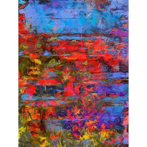 Red , Blue and Yellow Black Modern Wood Framed Art Print by Medeiros, Celito