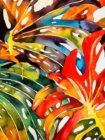 Tropical Leaves III Black Ornate Wood Framed Art Print with Double Matting by Medeiros, Celito