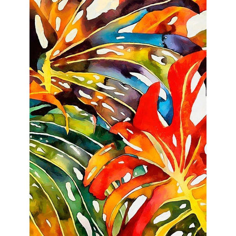 Tropical Leaves III White Modern Wood Framed Art Print by Medeiros, Celito