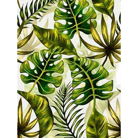 Tropical Leaves VII White Modern Wood Framed Art Print by Medeiros, Celito
