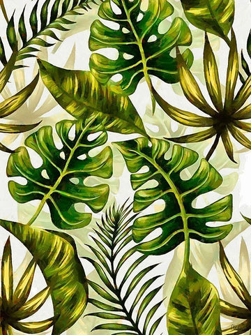 Tropical Leaves VII White Modern Wood Framed Art Print with Double Matting by Medeiros, Celito