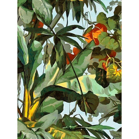 Tropical Leaves IX Black Modern Wood Framed Art Print with Double Matting by Medeiros, Celito