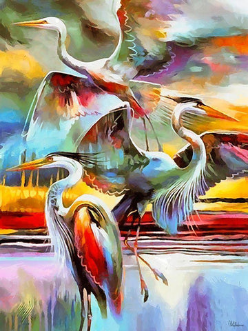 Fly Flamingo I White Modern Wood Framed Art Print with Double Matting by Medeiros, Celito