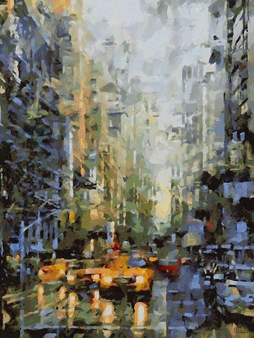 City Life XIII Black Ornate Wood Framed Art Print with Double Matting by Medeiros, Celito