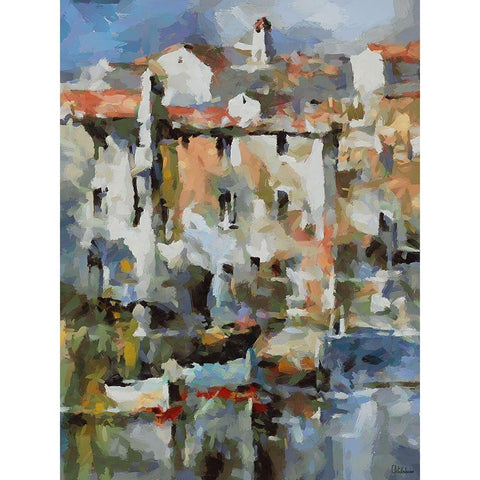 Boats in Harbour III White Modern Wood Framed Art Print by Medeiros, Celito