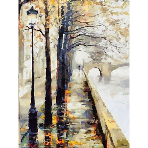 Sidewalk by River Black Modern Wood Framed Art Print with Double Matting by Medeiros, Celito