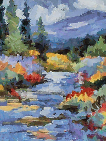 Stream in Autumn VIII White Modern Wood Framed Art Print with Double Matting by Medeiros, Celito