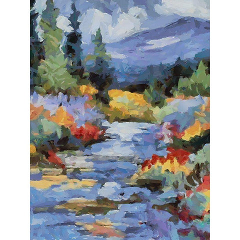 Stream in Autumn VIII Black Modern Wood Framed Art Print with Double Matting by Medeiros, Celito