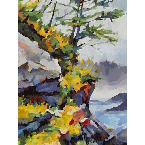 Stream in Autumn IX Gold Ornate Wood Framed Art Print with Double Matting by Medeiros, Celito