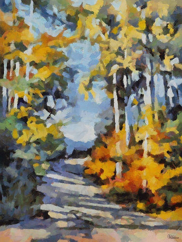 Way to Countryside White Modern Wood Framed Art Print with Double Matting by Medeiros, Celito