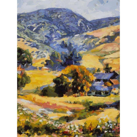 Countryside with Mountains Black Modern Wood Framed Art Print with Double Matting by Medeiros, Celito