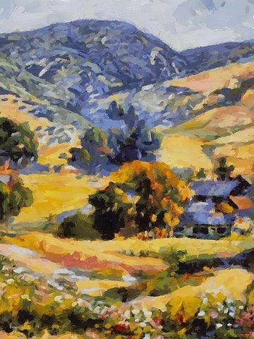 Countryside with Mountains White Modern Wood Framed Art Print with Double Matting by Medeiros, Celito