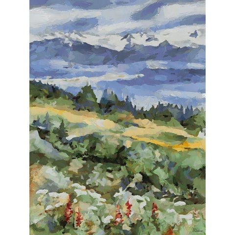 Countryside with Mountains II Black Modern Wood Framed Art Print with Double Matting by Medeiros, Celito