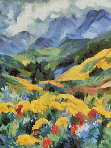 Countryside with Mountains III White Modern Wood Framed Art Print with Double Matting by Medeiros, Celito