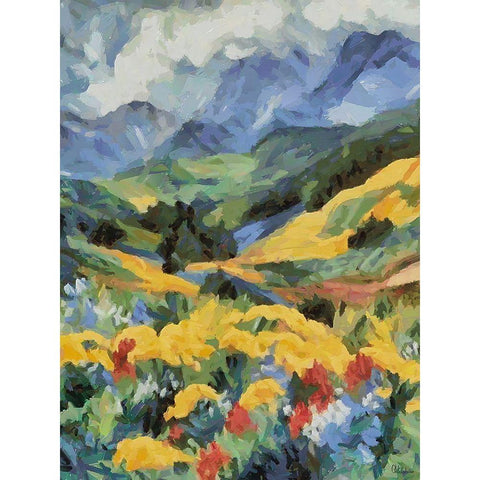 Countryside with Mountains III White Modern Wood Framed Art Print by Medeiros, Celito