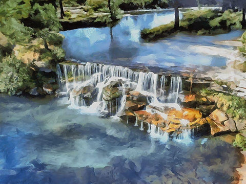 White Waterfall White Modern Wood Framed Art Print with Double Matting by Medeiros, Celito