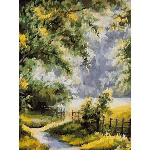 Green Countryside Black Modern Wood Framed Art Print by Medeiros, Celito