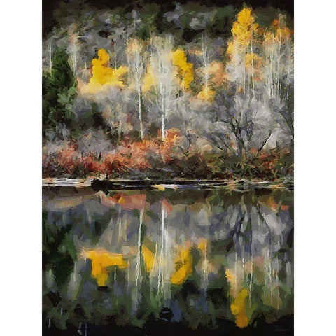 Stream in Autumn X Gold Ornate Wood Framed Art Print with Double Matting by Medeiros, Celito