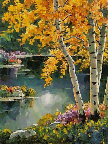Stream in Autumn XI White Modern Wood Framed Art Print with Double Matting by Medeiros, Celito