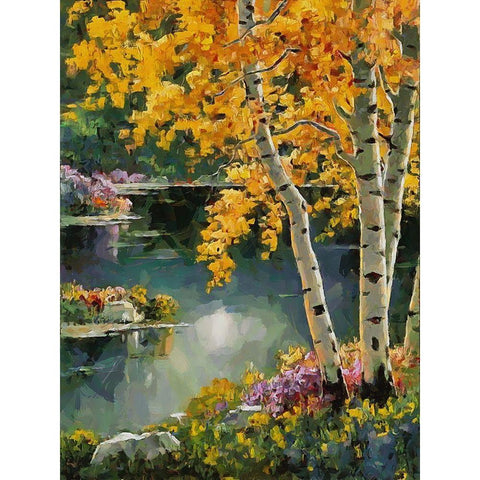Stream in Autumn XI White Modern Wood Framed Art Print by Medeiros, Celito