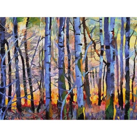 Birch Variation I Black Modern Wood Framed Art Print with Double Matting by Medeiros, Celito