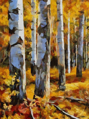 Birch Variation IV White Modern Wood Framed Art Print with Double Matting by Medeiros, Celito