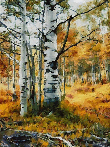 Birch Variation VII White Modern Wood Framed Art Print with Double Matting by Medeiros, Celito