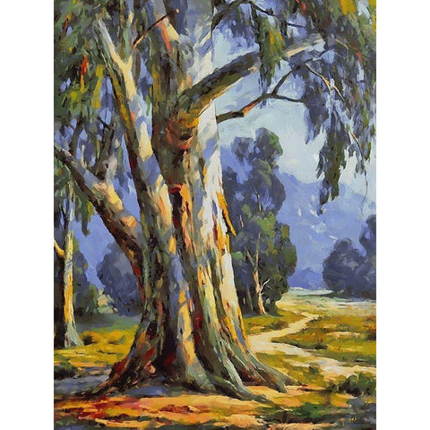 Path Trough The Woods I White Modern Wood Framed Art Print by Medeiros, Celito