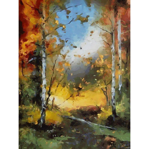 Path Trough The Woods I Gold Ornate Wood Framed Art Print with Double Matting by Medeiros, Celito