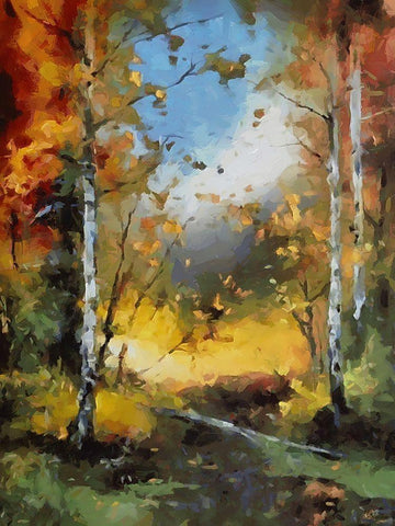 Path Trough The Woods I White Modern Wood Framed Art Print with Double Matting by Medeiros, Celito