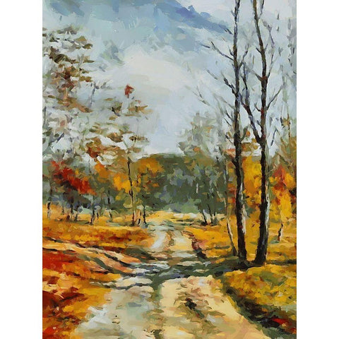 Path Trough The Woods I White Modern Wood Framed Art Print by Medeiros, Celito