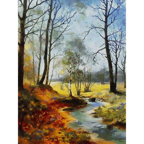 Stream Trough The Woods I Gold Ornate Wood Framed Art Print with Double Matting by Medeiros, Celito