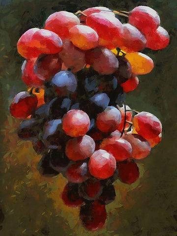 Grapes White Modern Wood Framed Art Print with Double Matting by Medeiros, Celito