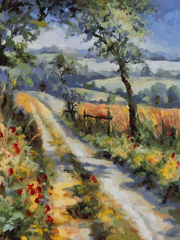 Poppies by the Road Black Ornate Wood Framed Art Print with Double Matting by Medeiros, Celito