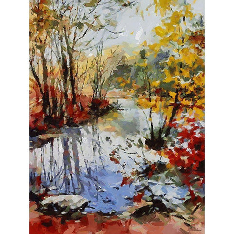 Romantic Nature in Autumn I White Modern Wood Framed Art Print by Medeiros, Celito