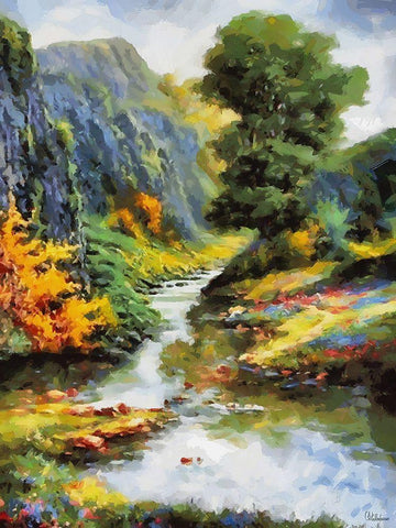 Romantic Nature in Autumn II Black Ornate Wood Framed Art Print with Double Matting by Medeiros, Celito