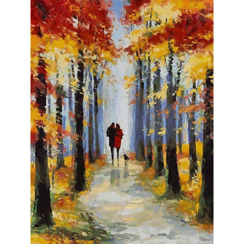 Romantic Nature in Autumn III Gold Ornate Wood Framed Art Print with Double Matting by Medeiros, Celito