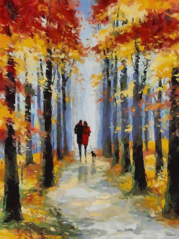 Romantic Nature in Autumn III White Modern Wood Framed Art Print with Double Matting by Medeiros, Celito